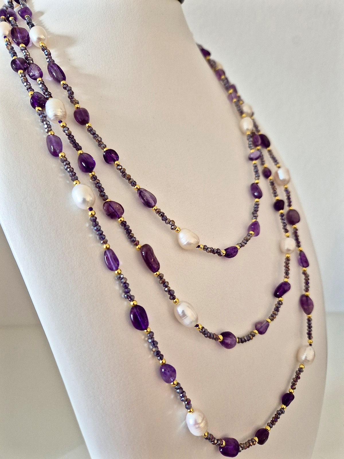 Collana Chanellina Ametiste e Perle