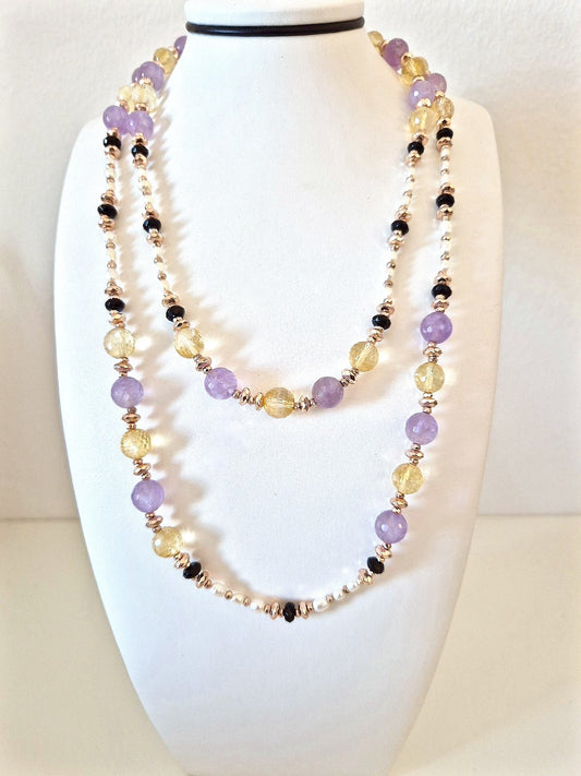 Collana Chanel Onyx Ametiste e Citrini Naturali
