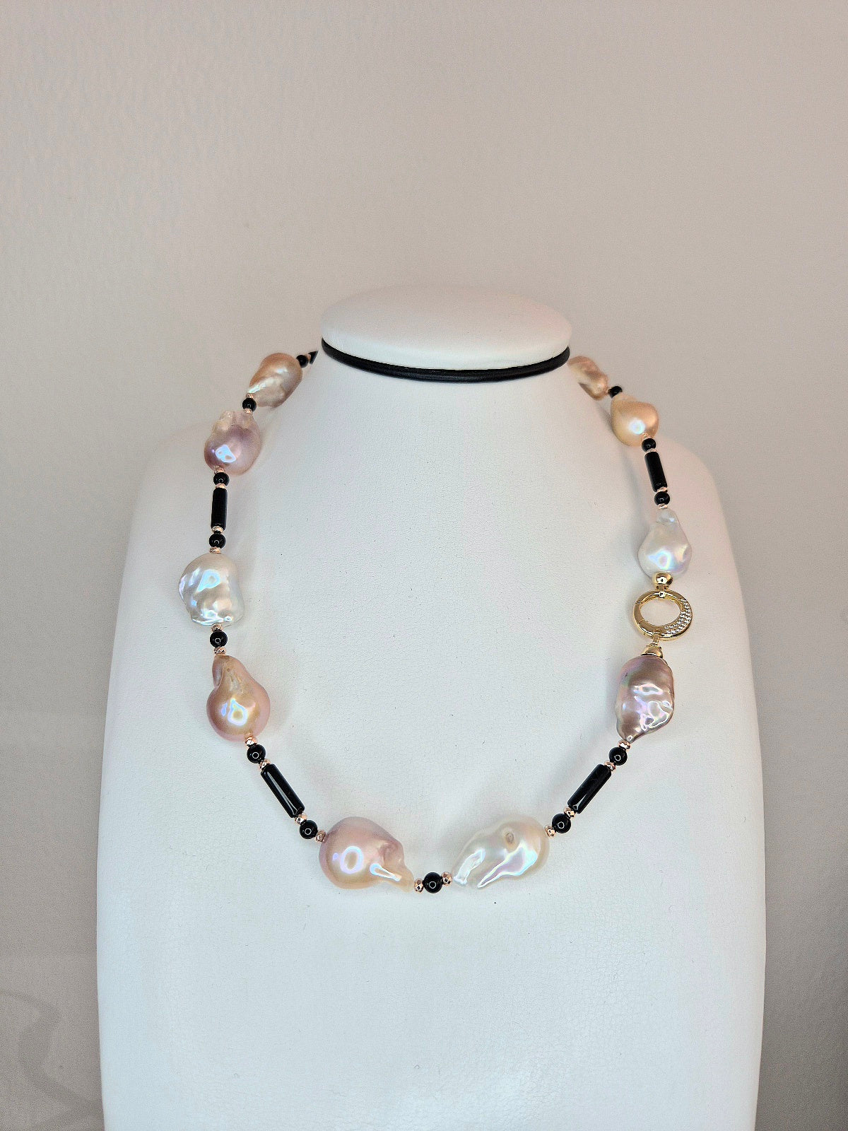 Collana Perle Barocche e Agata nera