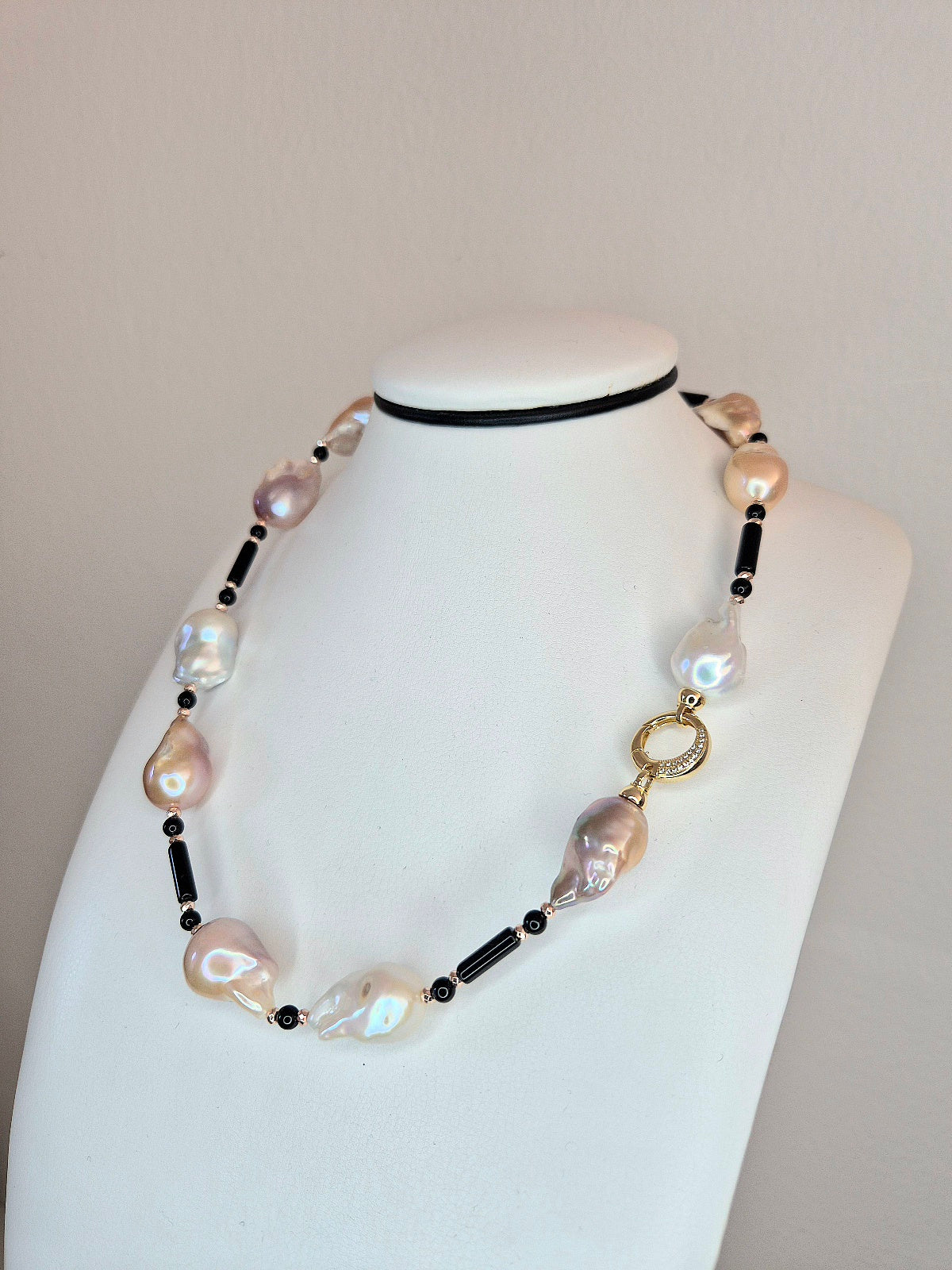Collana Perle Barocche e Agata nera