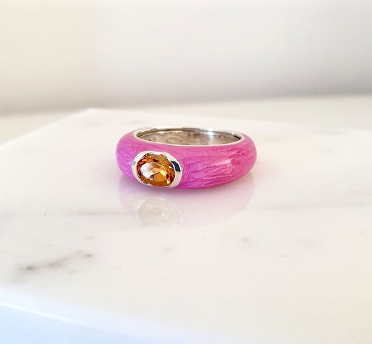 Anello Smalt 02 Rosa Fuxia Quarzo Citrino