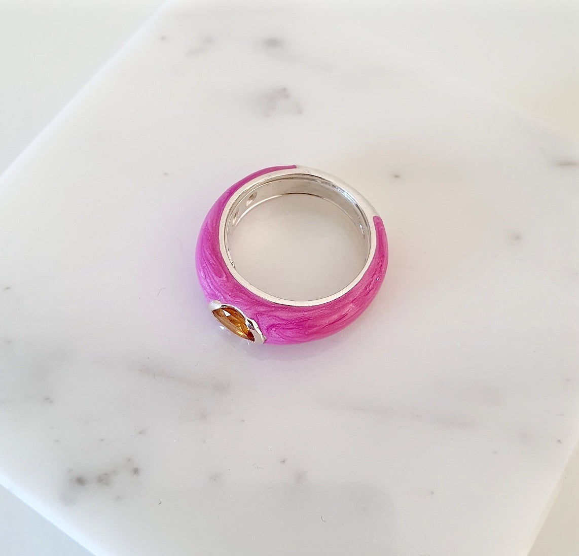 Anello Smalt 02 Rosa Fuxia Quarzo Citrino